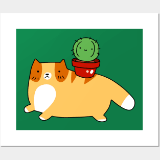 Orange Tabby and Cactus Posters and Art